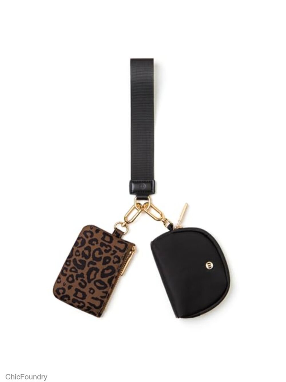 Nylon Keychain Wallet Dual Pouch Wristlet Coin Purse Small Zip Around